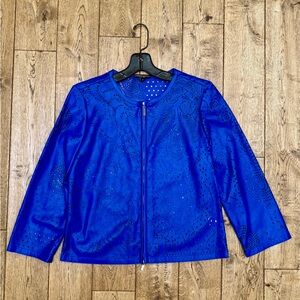 Alberto Makali Cut-Out Zip-Up Fashion Jacket. Rich Royal Blue. Size Small.